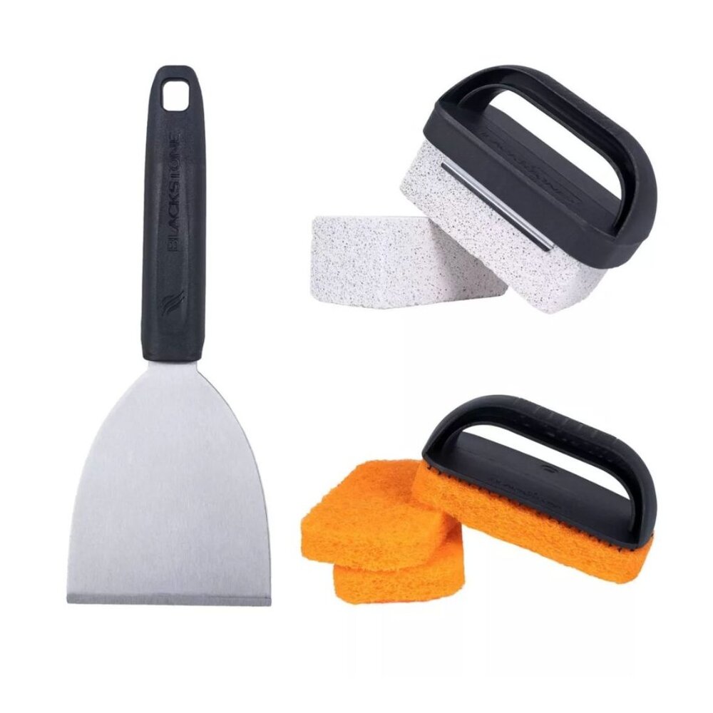 Blackstone 8pc Griddle Cleaning Kit: Professional Scraper, Pads & Bricks for Rus
